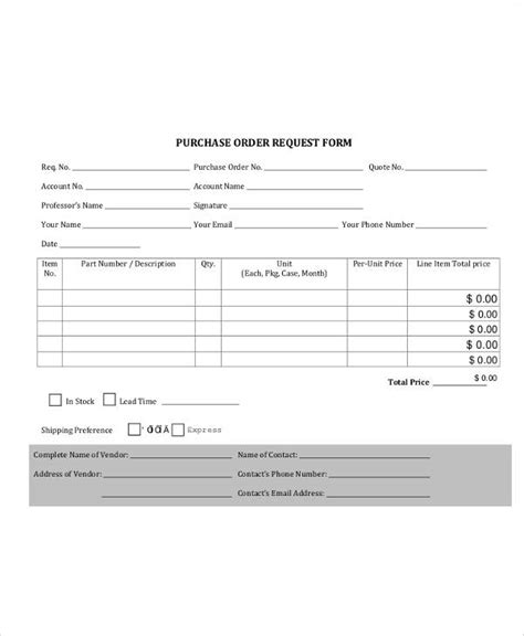 FREE 14+ Sample Purchase Order Request Forms in PDF Excel Word