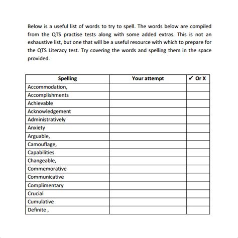 FREE 14+ Sample Spelling Test Templates in PDF MS Word