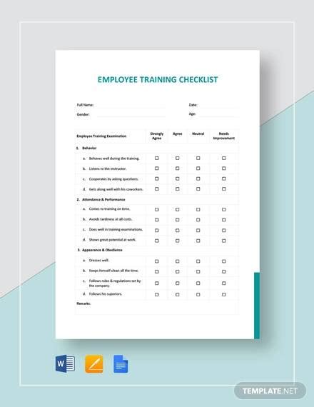 FREE 14+ Sample Training Checklists in Excel PDF MS Word Google