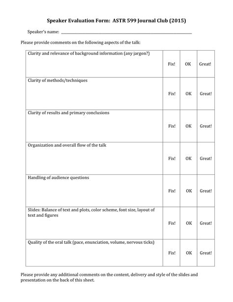 FREE 14+ Speaker Evaluation Forms in PDF