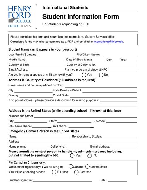 FREE 14+ Student Information Forms in MS Word PDF