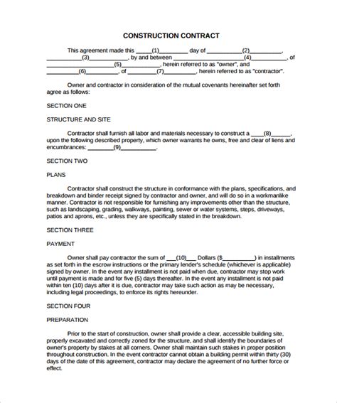 FREE 15+ Construction Contract Templates in PDF Google Docs MS Word