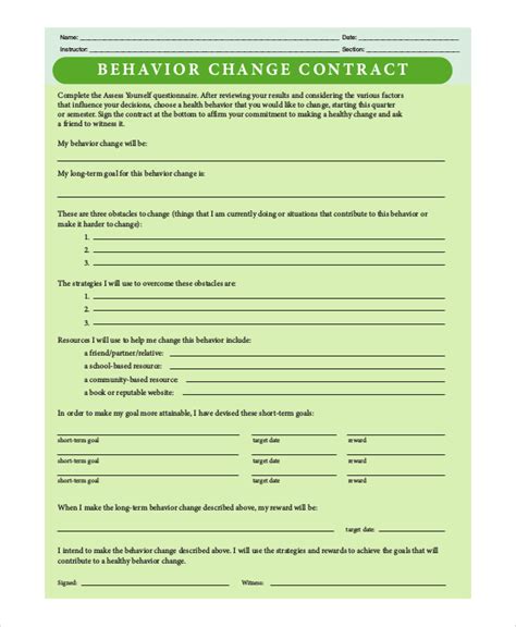 FREE 15+ Sample Behavior Contracts in PDF MS Word Excel Pages