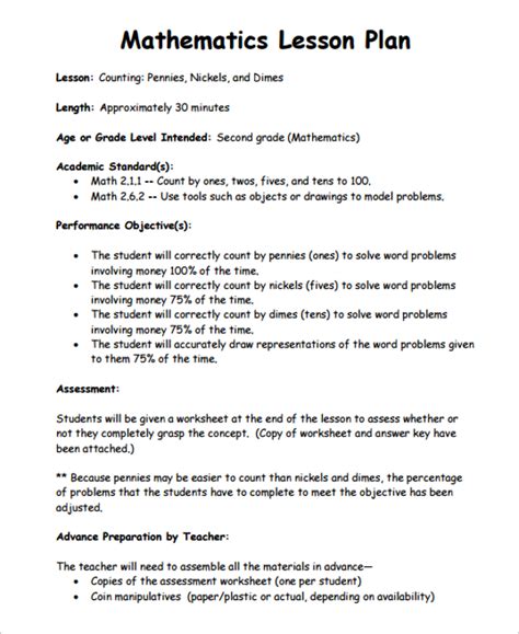 FREE 15+ Sample Math Lesson Plan Templates in PDF MS Word