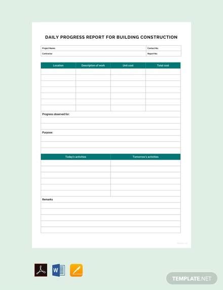 FREE 15+ Sample Progress Report Templates in PDF MS Word Google Docs Apple Pages
