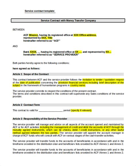 FREE 15+ Service Contract Templates in MS Word Google Docs Apple