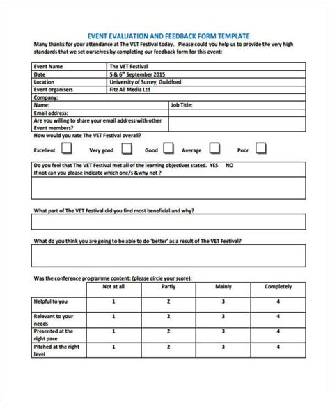 FREE 16+ Event Feedback Forms in PDF MS Word Excel