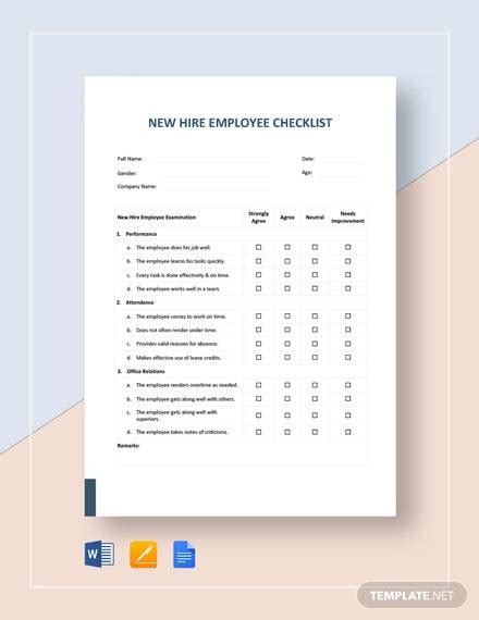 FREE 16+ New Hire Checklist Samples in PDF Google Docs Excel Pages