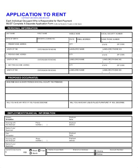 FREE 16+ Sample Lease Application Forms in PDF MS Word