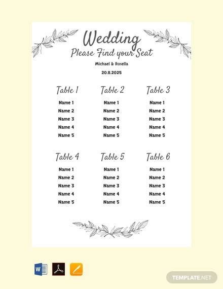 FREE 16+ Seating Chart Templates in Illustrator InDesign MS Word