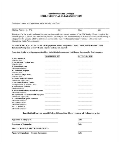 FREE 17+ Employee Clearance Forms in PDF MS Word Excel