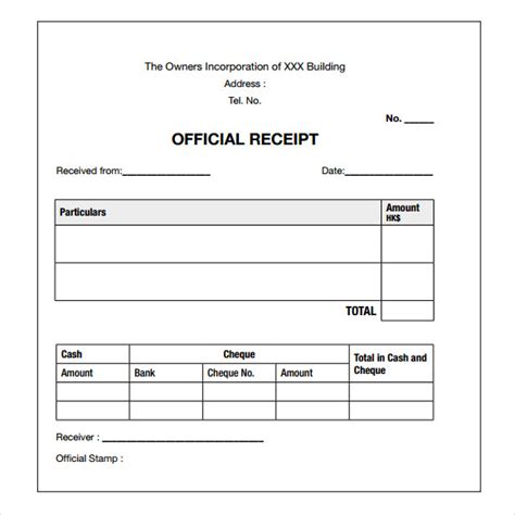 FREE 17+ Payment Receipt Templates in Excel MS Word Number Pages