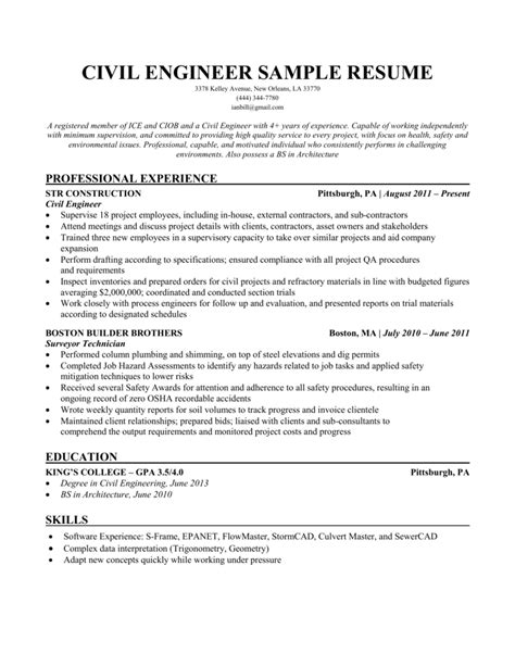 FREE 17+ Sample Civil Engineer Resume Templates in PDF MS Word PSD