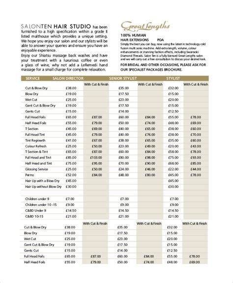 FREE 17+ Sample Price Lists in PDF MS Word PSD AI Publisher Pages