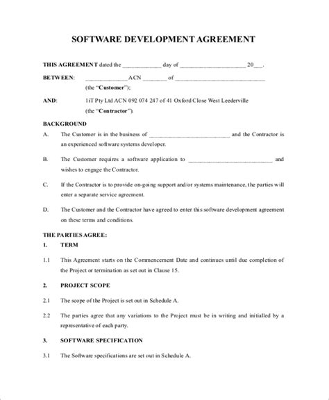 FREE 17+ Sample Software Development Agreement Templates in PDF MS