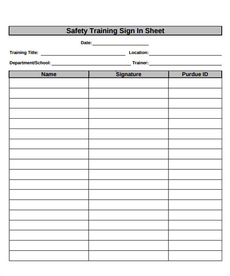 FREE 17+ Sample Training Sign in Sheet Templates in PDF