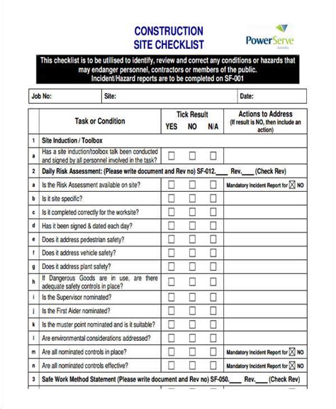 FREE 18+ Construction Checklist Samples in PDF MS Word Google Docs