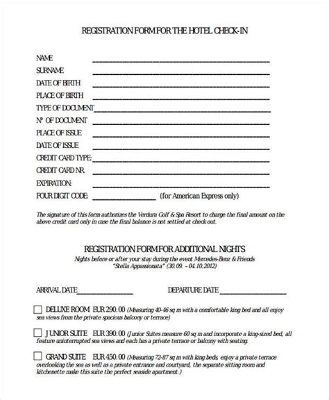 FREE 18+ Hotel CheckIn Forms in PDF