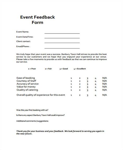 FREE 18+ Sample Event Feedback Forms in PDF MS Word Excel