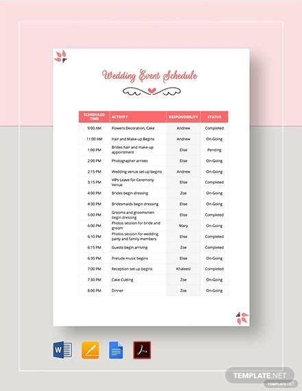 FREE 18+ Sample Event Schedule Templates in MS Word PDF