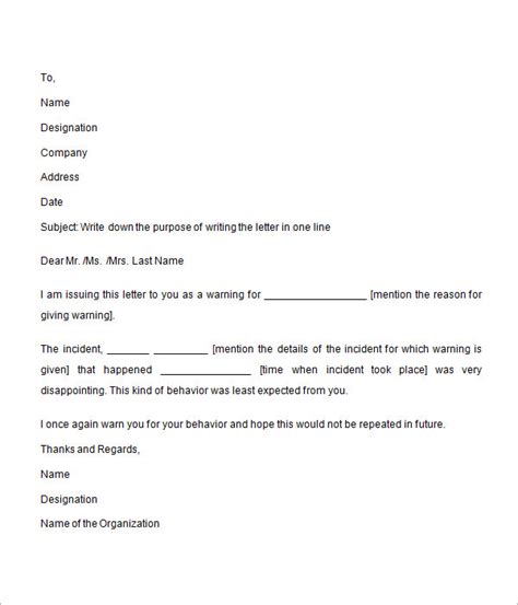 FREE 18+ Warning Letter Templates in Google Docs MS Word Pages PDF