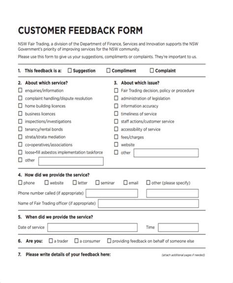 FREE 19+ Customer Feedback Forms in PDF