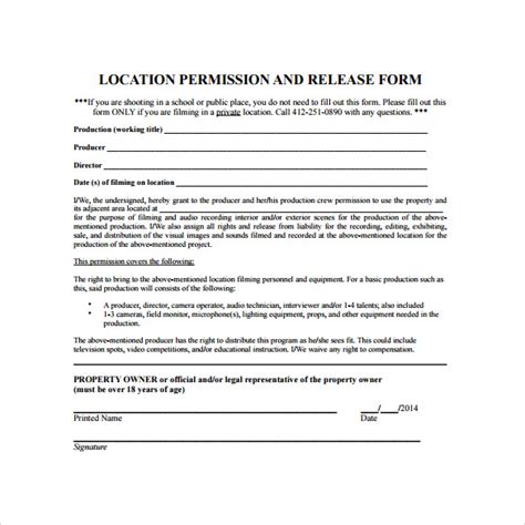 FREE 19+ Sample Location Release Forms in PDF MS Word