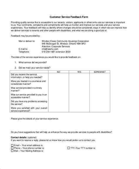FREE 19+ Sample Service Feedback Forms in PDF Word Excel