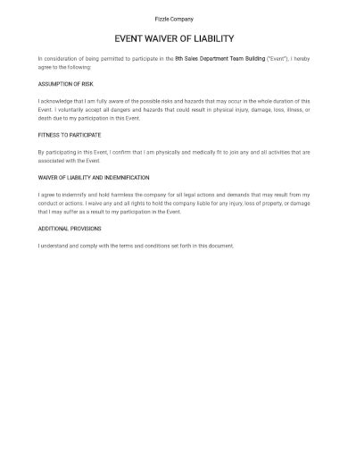 FREE 19+ Sample Waiver of Liability Templates in PDF MS Word