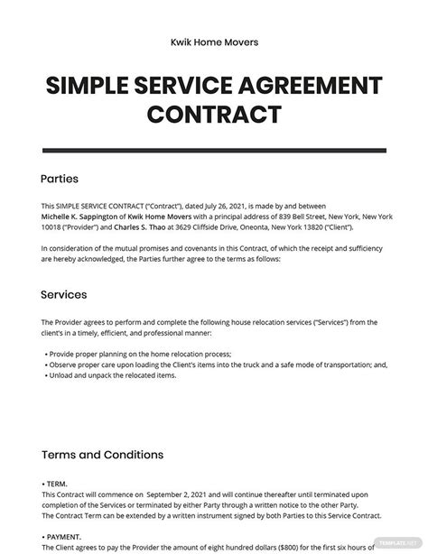 FREE 19+ Simple Service Contract Samples in MS Word PDF Google Docs