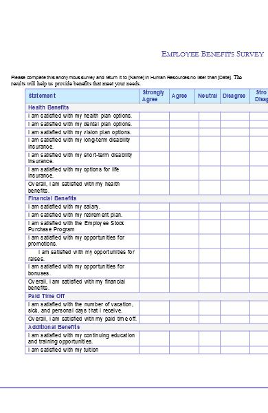 FREE 2+ Employee Benefits Survey Forms in PDF MS Word