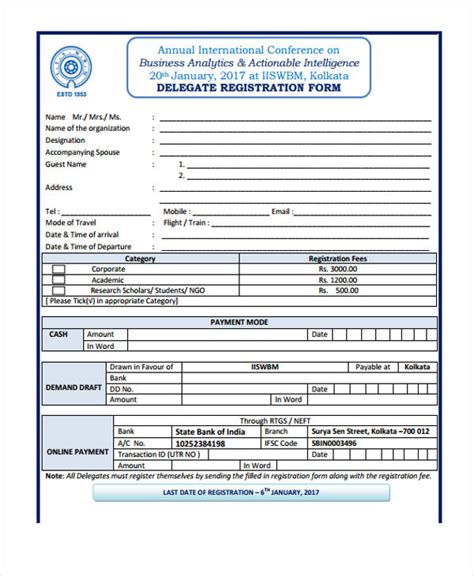 FREE 21+ Conference Registration Form in PDF MS Word Excel