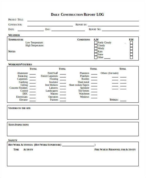 FREE 21+ Daily Log Samples & Templates in MS Word