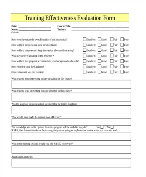 FREE 21+ Training Evaluation Forms in MS Word