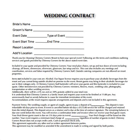 FREE 23+ Wedding Contract Templates in PDF MS Word Google Docs
