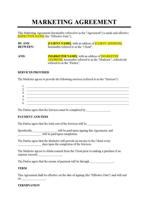 FREE 24+ Advertising and Marketing Agreement Templates in PDF MS Word Google Docs Pages