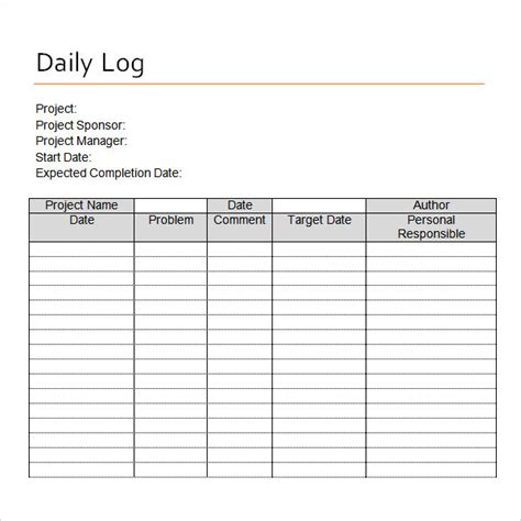 FREE 26+ Daily Log Templates in MS Word