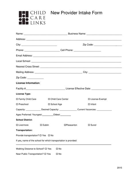 FREE 3+ Care Provider Intake Forms in PDF