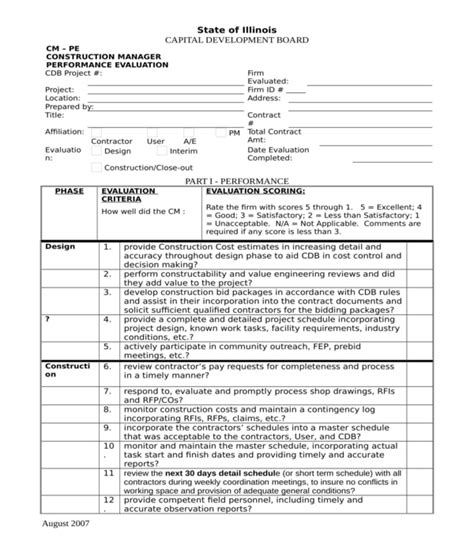 FREE 3+ Construction Employee Evaluation Forms in PDF MS Word
