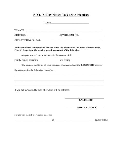 FREE 3+ FiveDay Notice Forms in PDF MS Word