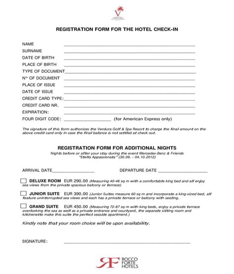 FREE 3+ Hotel CheckIn Forms in PDF