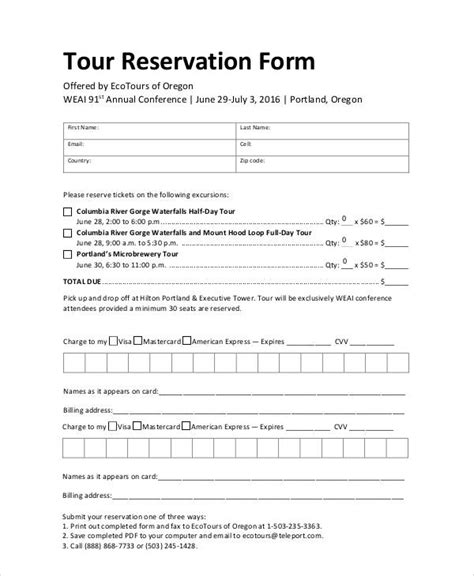FREE 30+ Reservation Forms in PDF