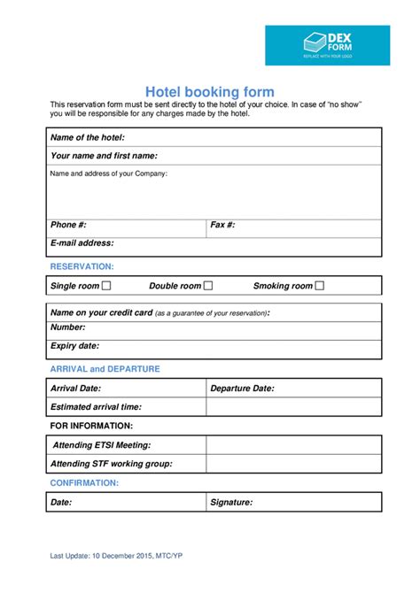 FREE 32+ Hotel Booking Forms in PDF MS Word Excel