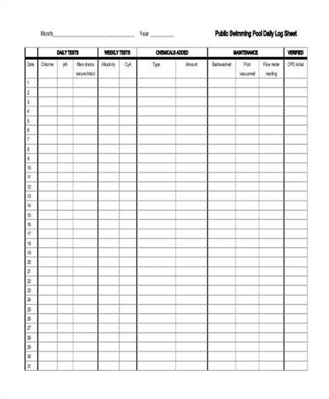 FREE 32+ Log Sheet Templates in PDF