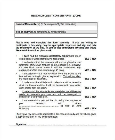 FREE 33+ Consent Forms in MS Word