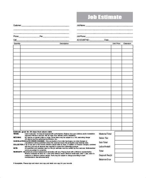 FREE 38+ Sample Estimate Forms in PDF Ms Word