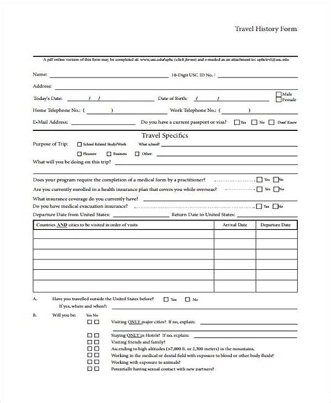 FREE 38+ Travel Forms in PDF Excel MS Word