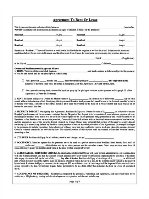 FREE 39+ Sample Lease Agreement Forms in PDF MS Word
