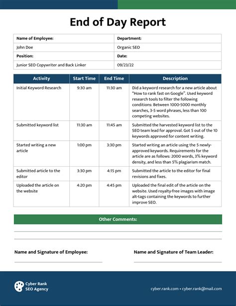 FREE 4+ Employee End of Day Report Forms in MS Word Excel PDF