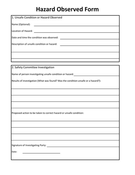FREE 4+ Hazard Observation Forms in PDF